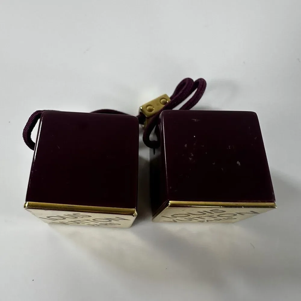 Louis Vuitton Purple Gold Cube Hair Tie With Box Authentic
